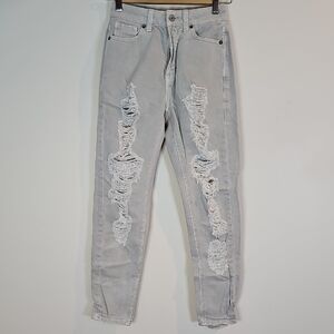 American Eagle Outfitters Gray Skinny Distressed Jeans